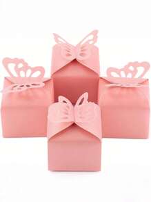 10/20pcs Butterfly Decor Gift Box, Pink Paper Creative Candy Box For Party, Birthday Wedding Party Pearlescent Paper Butterfly Gift Box Square Gift Box Holiday Paper Box, Delicate Butterfly Gift Box, Graduation Season, Decoration Party, Small Butterfly Gift Box (Pink)