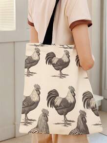 Animal Pattern Double-Sided Printed Shoulder Handbag Printed Handbag Casual Travel Beach Bag Large Capacity Reusable Shoulder Shopping Bag Women's Casual Shoulder Bag Handbag Large Capacity Canvas Beach Bag Handbag Shopping Bag Printed Women's Grocery Shoulder Bag