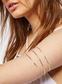 臂袖上臂带袖口手镯女士金色或银色可调节臂带