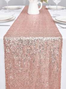 1pc Rose Gold Sequin Table Runner, Suitable For Parties And Events