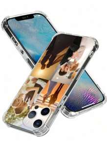 1pc Custom Shock-Resistant Transparent Phone Case With 4pcs Wedding Photo Collage Design Compatible With Samsung S23 Ultra/A14 Or Compatible With IPhone 12/13 Wedding