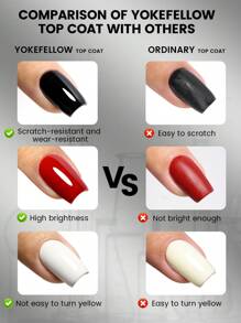 YOKEFELLOW Top coat gel lucido da 16 ml senza bisogno di struccare e top coat opaco, finitura lucente di diamanti ad alta capacità e texture vellutata, super glossy, lunga durata, alta durezza, resistente ai graffi e all'usura, previene sbavature, smalto gel per lampada UV LED, arte di unghie professionale, idea regalo fai da te