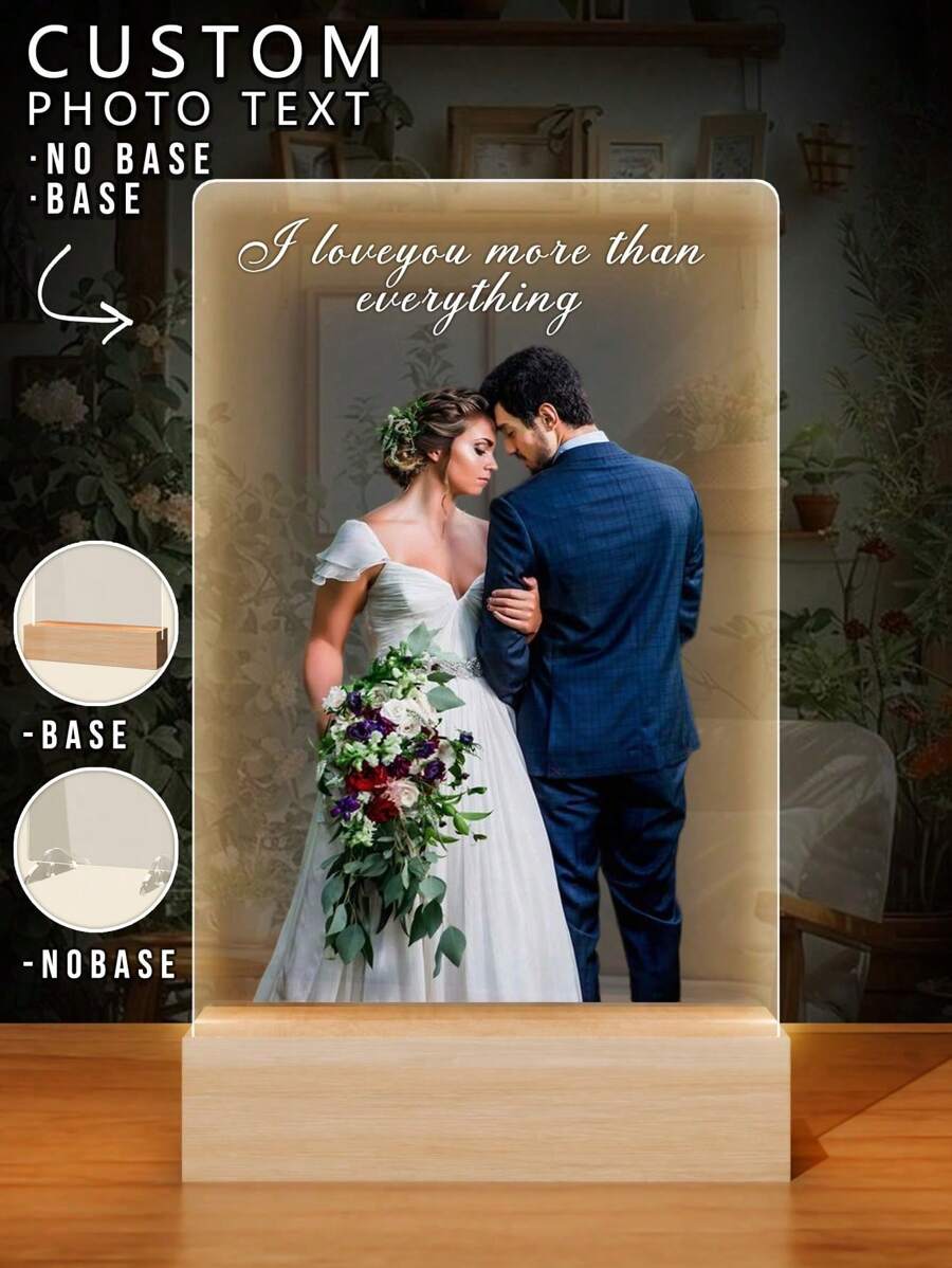 Customized Photo Acrylic Double Sided Backlit Night Light, Personalized Ornamental Home Decor Multi-Functional Photo Gift Night Lamp For Family And Friends - Style 1 - View 1