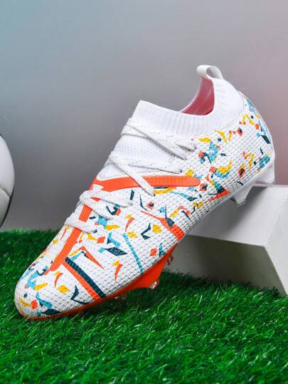 1 Pair Football/Soccer Shoes For Adults, Middle & High School Students, Universal For Match & Training, Soft Outsole For Grass Field, Lace-Up, Anti-Slip, AG-Cleats, Lightweight High Performance FG Football Boots