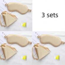 2pcs/3pcs Set Sleeping Mask Scrunchies Pouch, Faux Silk Sleeping Eye Mask, Back To School Supplies