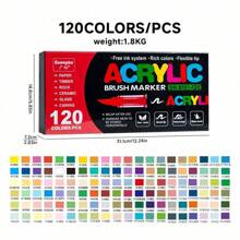120 Colors Set Acrylic Paint Pens Pencil Brush Markers Pen, No Pressing Professional Rock Painting Stone Art Supplies Drawing - Sets - View 5