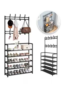 Zapatera Organizadora Perchero Mueble Armario Closet Con 5 Niveles Repisas Multiuso Tela Impermeable Armable Facil Instalacion Transportable Practico Ligero Moderno - Negro - Ver 2