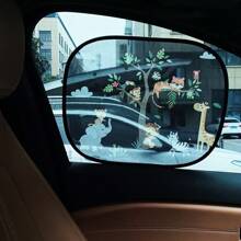 2pcs Car Window Sun Shades, Thick Static Mesh Double Layer Sun-Proof Heat Insulation Sunshade - one-size - View 3