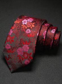 1 件花卉印花休闲涤纶领带，四季男士领带