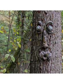 1pc Tree Face Tree Monster Pendant Resin Old Man Five Senses Gardening Decorative Ornament Patio Wall Statue Outdoor Garden Mischief Decorative Hanging Decoration Can Be Used In The Yard Garden Tree Mischief Decorative Crafts (Handmade Products, Halo Position And Shade Will Be Slightly Different From The Picture)