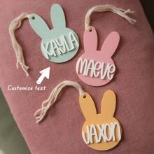 1 Stück Osterkorb-Etiketten, Hasen-Etiketten, Oster-Etiketten, Namens-Etiketten für Osterkorb, benutzerdefinierte Namens-Etiketten aus Acryl für Ostern mit Hasen, Ostern Geschenke Hasen-Etikett