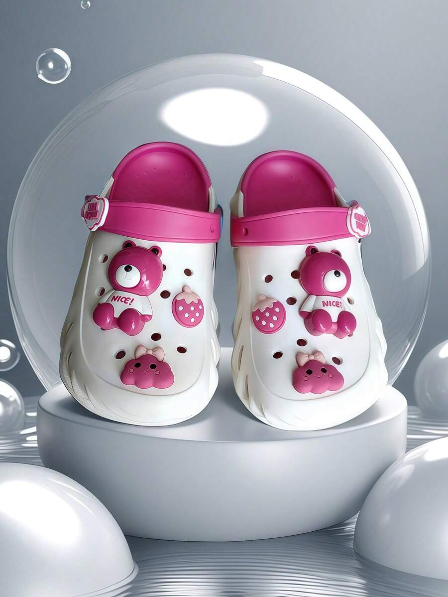 女士 EVA 卡通轻便防滑一脚蹬两穿设计平底休闲透气凉鞋 适合春夏季 - 玫紅色 - 查看 1
