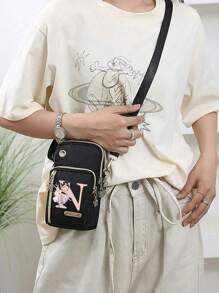 简约字母设计迷你斜挎包，配有手机袋和钱包，适合日常休闲使用，防水斜挎包、单肩包、侧包、方形包，度假旅行必备，大学，学生夏季礼物，男士礼物，女士大学、工作、商务、通勤、办公室，周年纪念，爱人，生日礼物（字母 A-Z）