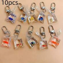 10pcs Tropical Fish Keychain - Resin Simulation Aquatic Charm Pendant, Suitable For Bags And Backpacks - Multicolor - View 2