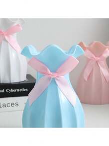 1pc Simple Creative Pineapple Plastic Vase Home Art Placement Vase Living Room Tea Table Desktop Ornament Vase Bow In Random Colors