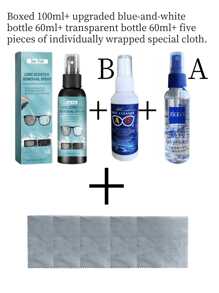 100ml Eye Cleaner, 60ml Two Styles Of Glasses Cleaner, Equipped With Special High-Elastic Glasses Cleaning Cloth, Easy To Carry When Going Out, Party, Outing, Business Trip, Camping, Life, Beach Leisure, Anti-Fog Spray For Glasses, And Lens Cleaning Spray For Clear Vision.(New And Old Models Are Shipped At Random.)