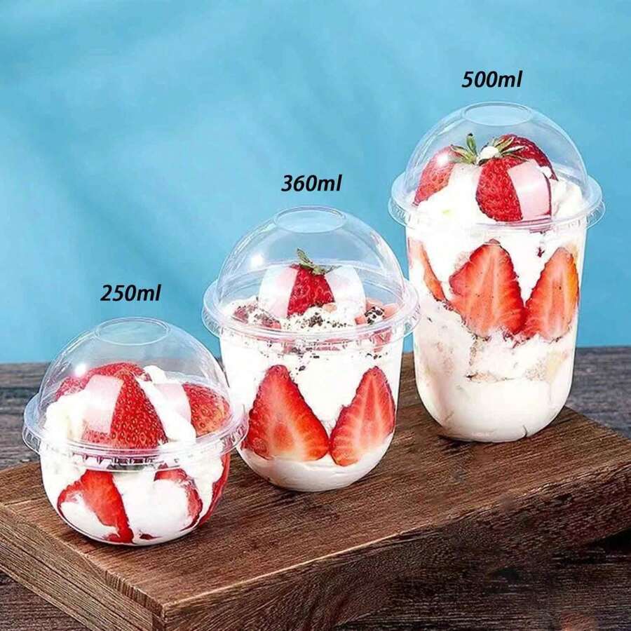 40/30/20/10pcs 250ml/360ml/500ml Round Mousse Cups With Lid, Cake And Party Food Containers, Plastic Containers With Lids Suitable For Desserts, Cakes, Fruits, Living Room, Kitchen And Office, Weddings, Parties, Birthdays, Picnics And Bakeries, Fun And Practical Gifts, Suitable For Halloween Or Christmas Parties