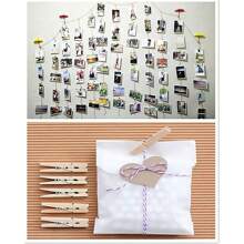 Mini pinces à linge, petites pinces à linge en bois avec de la ficelle de jute, pinces à linge, pinces à linge pour photos, artisanat, projets DIY