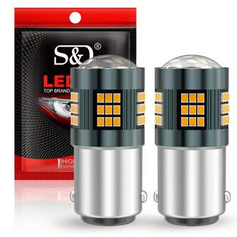 S&D 2Pcs 1156 BA15S P21W 1157 BAY15D P21/5W Led Bulb 1156 BAU15S PY21W Led Blub Auto Turn Signal Light Bulb 12V Amber