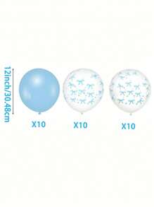 30/15/3Pcs 12inch Blue Latex Bow Balloons For Bachelorette Decorations, Bow Theme Birthday Party, Bridal Engagement Decor, Cute Supplies