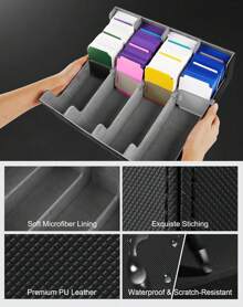 MTG Card  Storage Box,Holds 2400+ Single Sleeved Cards, Includes 4 Card Stoppers And 24 Card Dividers,Suitable For TCG Trading Cards, Magic Cards, Sports Cards - Đen Xám - Xem 4