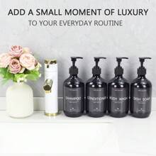 1pc Lotion Dispenser Bottle, Countertop Refillable Soap Dispenser, 16.91oz Bathroom Conditioner, Shampoo And Body Wash Dispenser Bottle, Great For Body Lotion, Face Cream, Dish Soap, With Pump And Waterproof Label, Home Decor Back To School - Black - View 2