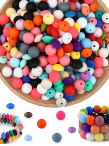 100Pcs Silicone Round Beads 12mm Mix Color Silicone Beads Charm Colorful Loose Spacer Jewelry Beads DIY Craft Beads For Making Necklace Bracelet Lanyard Keychain Accessories