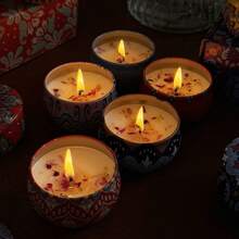 Set de 6 velas de cera de soja sin humo en latas de metal de 2.2 oz cada una, con una sola mecha y un tiempo de combustión de talla grande de 20 horas, adecuadas para yoga, baño, celebraciones estacionales y decoración navideña, regalo ideal para familiares y amigos