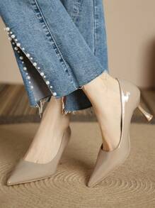 New Fashionable Casual High Heel Shoes, Women's Versatile Commute & Wedding Party Pumps