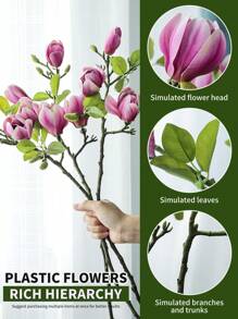 3PCS, Modern Faux Magnolia - Soft Touch Fake Flower Decorations For Weddings, Valentines, Home And Holiday Decorations - Elegant DIY Table Centerpieces Gifts Birthday Graduation