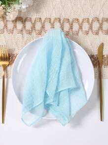 5pcs 90*180cm Light Blue Pleated Table Runner Perfect For Wedding Birthday Babe Shower Party Room Table Decoration, Wedding Anniversary And Banquets Party Supplies, Gauze Table Cover Table Runner