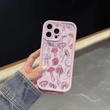 1pc Girly Pink Mushroom Pattern Charging Case With Protective Cover, Shock-Proof Phone Case Compatible With IPhone 16 Pro Max, 14/13, 12, 11 Pro Max, XS Max, X, XR, 8, 7 Plus, Mini, Suitable As A Birthday Gift, For Girlfriend, Boyfriend Or Personal Use