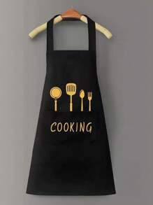 1 pièce Tablier vert, tablier de cuisine imperméable et résistant à l'huile, tablier de cuisine à essuyer-main avec poche pour téléphone