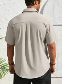 Men's Summer Short Sleeve Shirt, Refreshing & Comfortable Minimalist Sophisticated Style, Suitable For Work, Commute, Casual And Holiday Wear