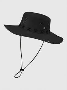 1 Pc Men's Summer Outdoor Fishing Sun Hat, UV Protection Breathable Wide Brim Bucket Hat For Fishing, Hiking