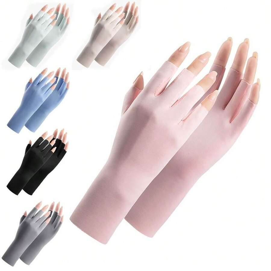 Sunscreen Gloves Nail Art Glove UV Protection Gloves Protecter For Nail Art Gel UV LED Lamp Tool - Multicolor - View 1