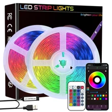 Smart LED Bedroom Strip Lights, 3.28-98.43ft RGB Color Changing Mood Light, APP + 24-Key Remote Control, Can Change Brightness And Flashing Mode, Suitable For Living Room, Bedroom, Bar, Wedding, New Year And Valentine's Day Party Decor