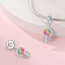 1pc Silver Plated Cake Afternoon Tea Pendant Candy Pendant Poached Egg Pendant French Fries Pendant Donut Pendant Coffee Pendant Suitable For Original 3mm Bracelets And Bangles DIY Beads Suitable For Ladies Birthday Fine Jewelry Gifts