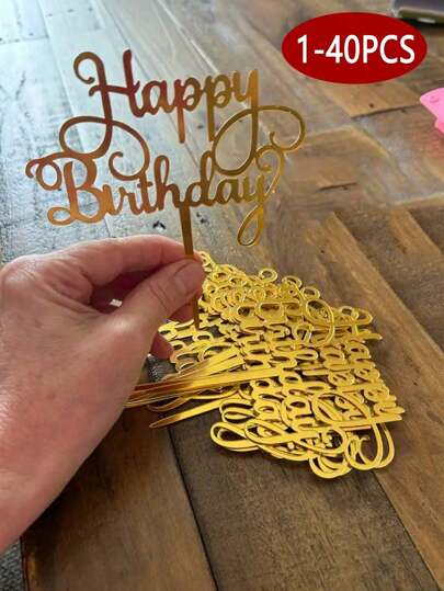 1-40 件生日快乐亚克力蛋糕装饰，生日蛋糕装饰装饰，派对装饰用品，现代字母图形蛋糕顶部装饰，适合生日派对装饰创意，是送给家人和朋友的完美纪念品