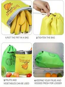 1/3pcs. Freshly Protected Drawstring Storage Bag, Reusable Banana, Tomato, Lettuce Bag, Suitable For Kitchen, Office, Bedroom Sorting, Open Storage Box For Home Sorting