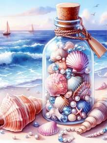 Piękna dryfująca butelka pełna diamentowego malowania, nowa sztuka diamentowa do dekoracji ściennych w pomieszczeniach