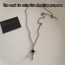 Gothic Y2K Black Cross Heart Pendant Rope Chain Necklace For Women Men Fashion Hip Hop Rave Gift Jewelry Accessories - Black - View 14