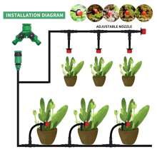 微滴灌溉系统便携式 10-20 米自动浇水带可调节滴头喷雾浇水套件花园软管