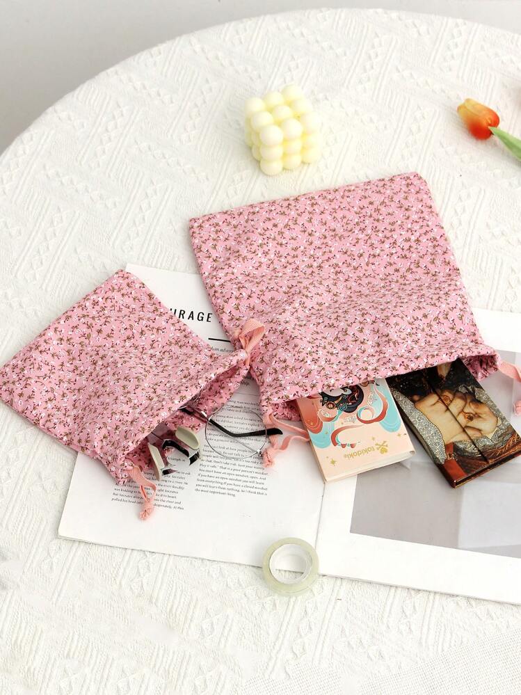 1 Stück frischer Blumen Zugband Kosmetiktasche, große Kosmetiktasche, Make-up Taschen, Kulturtasche zum Organisieren für Frauen, Kulturtasche zum Reisen, wiederverwendbare Produkt-Taschen, Musselin Taschen mit Kordeln zum Einkaufen und Lagern, Geschenke, Gymnastik-Grifftasche, Kunststoff-Grifftasche, Zugband-Tasche, abstrakte Kunst Beutel, Athleten Seilsack für Griffe, Schuhe, Handtücher und Alltagsgebrauch, Schmuckbeutel für Hochzeitsfeier Gastgeschenke - Pink - Übersicht 5