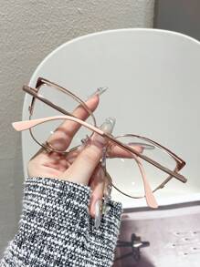 1 Pair Hollow Cat Eye Clear Lens Glasses - A - View 3