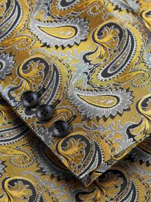 Precision Jacquard Paisley Patterned Suit Jacket - Yellow - View 5