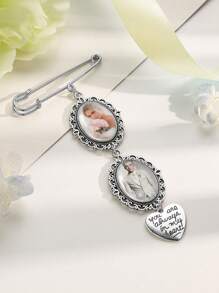 1pc Custom Bridal Bouquet Charm,Flower Bouquet Photo Charm,Wedding Memorial Keepsake,Memory Remembrance Pin,Wedding Memorial Gifts,Personalized Gift For Groom From Bride On Wedding Day, Custom Photo Boutonniere Lapel Pin, Groom Memorial Photo Lapel Pin In Gold Custom Memorial Photo Boutonniere Lapel Pin Brooch