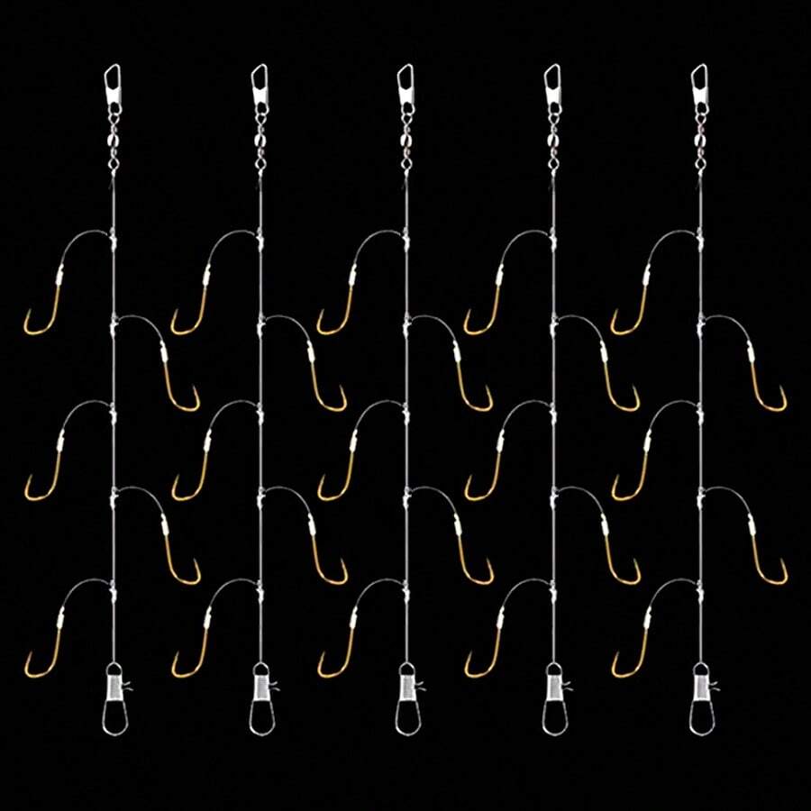 5 件装尼龙鱼钩带线 - 小号 #3-7 袖钩绳，方便诱饵和安全处理鱼，旋转装置