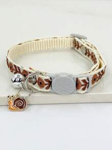 1pc Embroidered Butterfly Pattern Pet Collar Pendant With Bell Decoration And Adjustable Cat Face Buckle, Suitable For Small Dogs And Cats