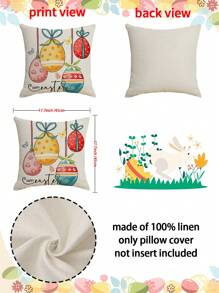 1pc/4pcs Easter Bunny Egg Car Sofa Pillow Case, HD Printed Linen Throw Pillow Cover, Easter Decorations For Car Home Living Room, Bedroom, Sofa, 17.7*17.7 Inch/45x45cm (Without Pillow Insert) Gifts Birthday Graduation